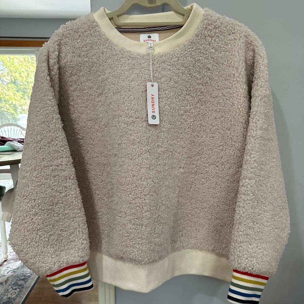 Sundry Rainbow Sherpa Pullover